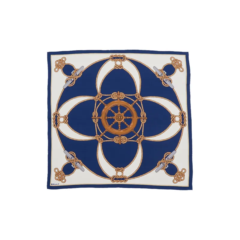BALLY Silk Scarves Women's White/Blue-0
