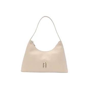 Furla Diamante Calfskin Handbag, Shoulder Bag Women's Beige