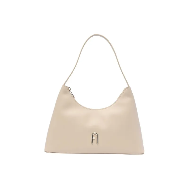 Furla Diamante Calfskin Handbag, Shoulder Bag Women's Beige-0