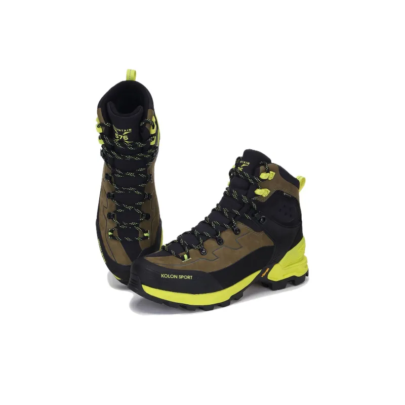 KOLON SPORT Slip Resistant High Top Outdoor Shoes Unisex Brown Black Yellow-2