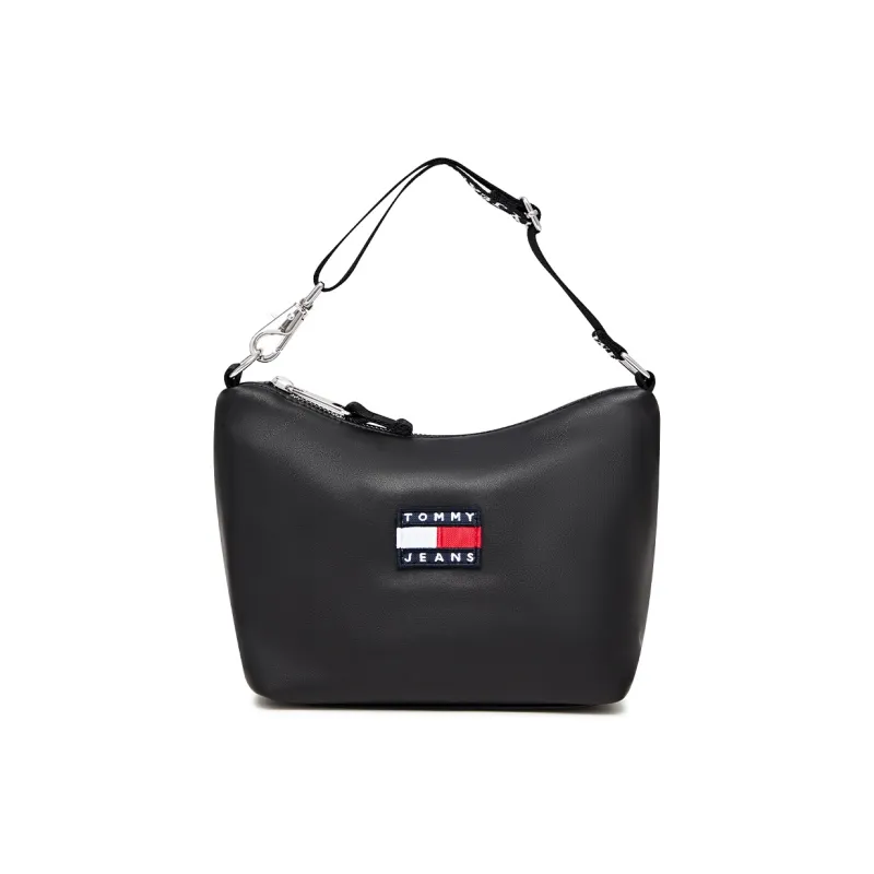 Tommy Hilfiger Leather Artificial Leather Dumpling Bag Hobo Bag Handbag Shoulder Bag Medium Size Women's Black-0