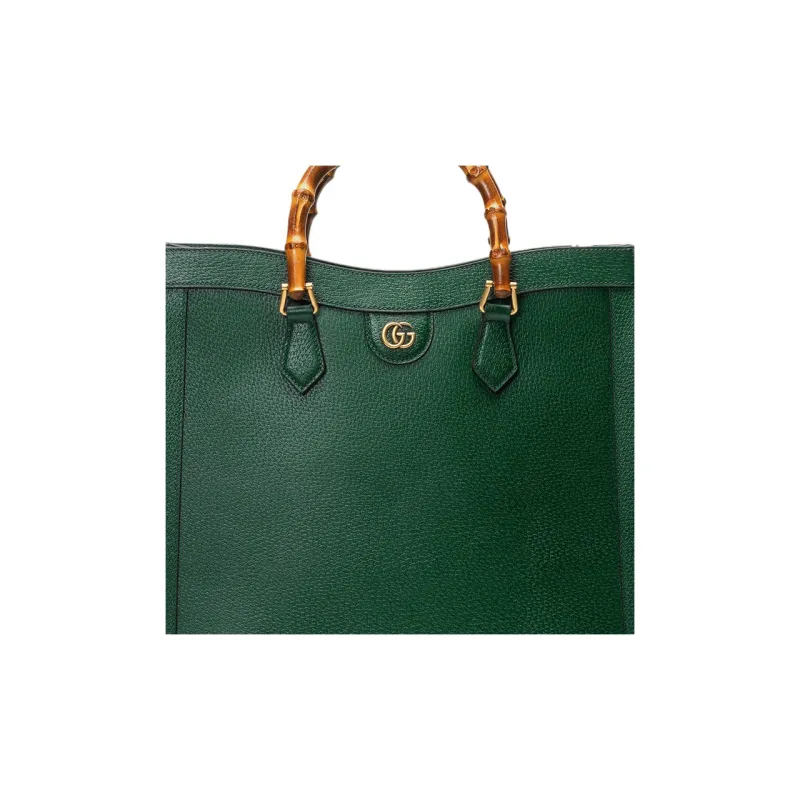 GUCCI Diana Leather Tote Bag Shopping Bag Shoulder Bag Crossbody Bag Handbag Large Size Men's Dark Green-10