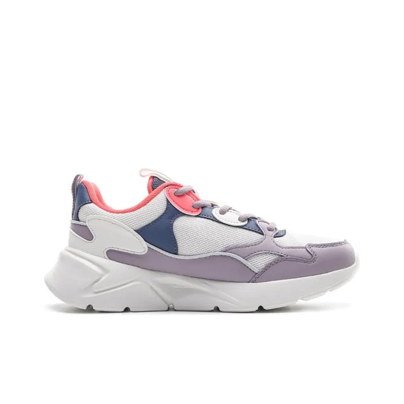 QIAODAN Cushioning Slip Resistant Low Top Running Shoes Women's White Purple-1