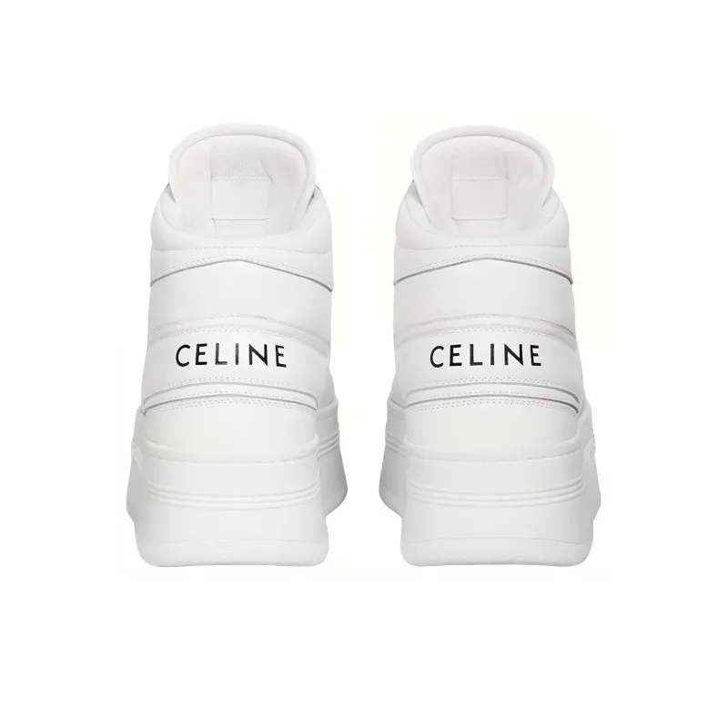 CELINE Block Mid Top Stylish Skateboarding Shoes Women's White-3