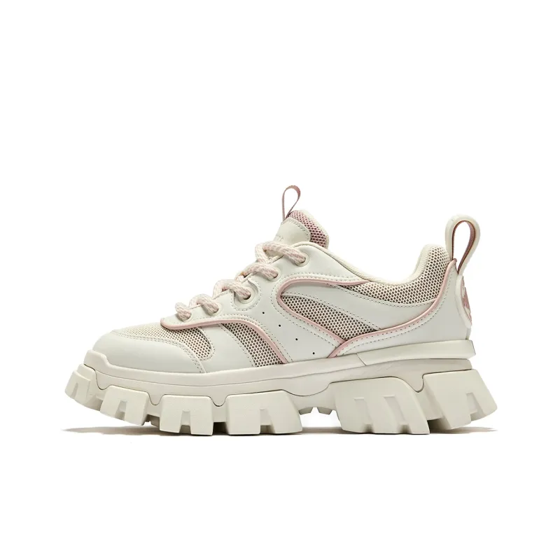 Palladium Anti Slip And Wear Resistant Height Increasing Low Top Chunky Sneakers Women's Pink White-0