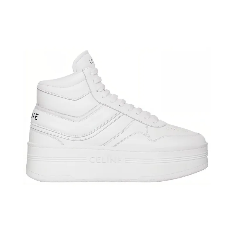 CELINE Block Mid Top Stylish Skateboarding Shoes Women's White-1
