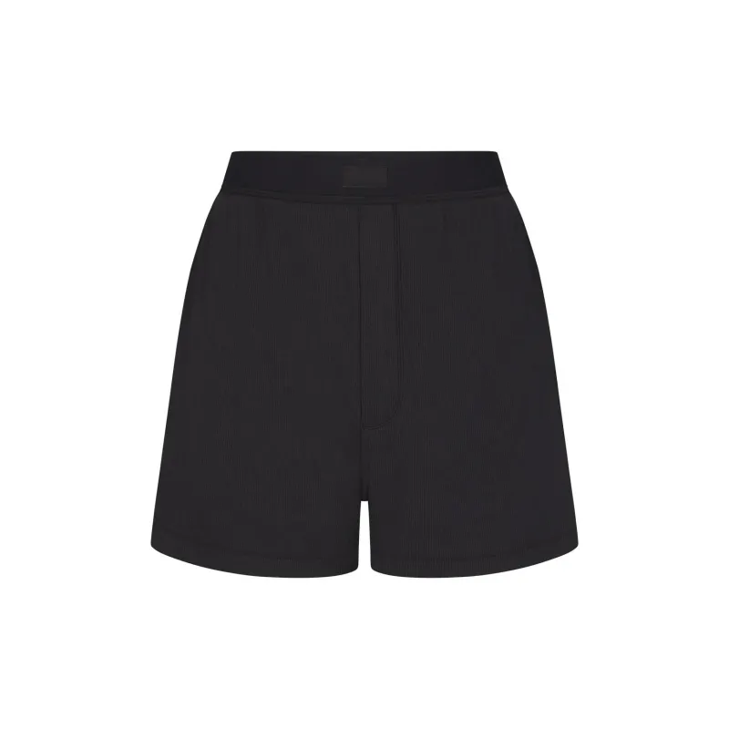 SKIMS COTTON RIB LOOSE BOXER Boxer Shorts Women's 1 Pack SOOT/Smoke Gray-0