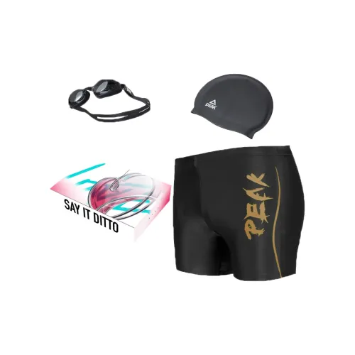 PEAK Swimming Sets Polyester Poolside Unisex Split Black Gold Black Blue