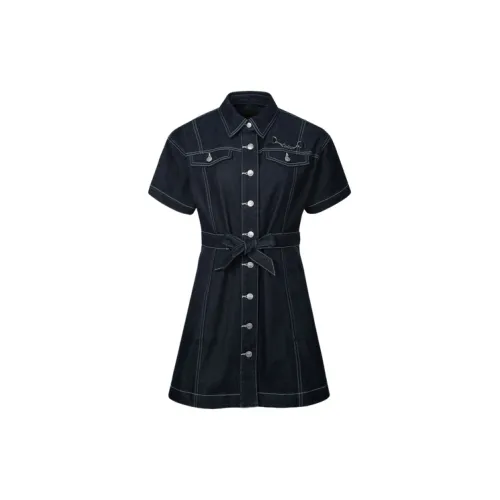 EVISU Short-Sleeved Dresses Women's Denim Blue