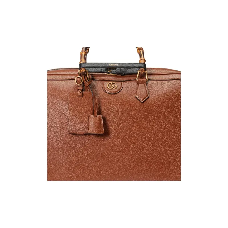 GUCCI Diana Leather Luggage Bag Shoulder Bag Crossbody Handbag Large Size Men's Brown-8