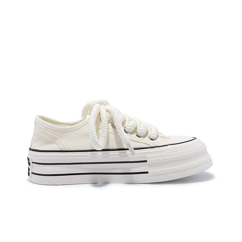 Miss Zhang Anti-Slip And Wear-Resistant Lightweight Height Increasing Cushioning Low-Top Canvas Shoes Women's-3