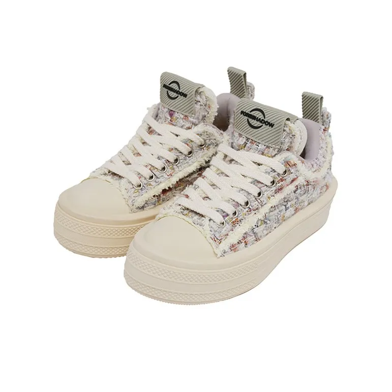FORESHADOW 'Double Uni' 2.0 Floral Garden Lightweight Height Increasing Low Top Canvas Shoes Unisex Multicolor-2