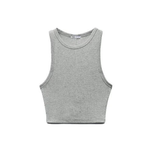 ZARA Tank Tops Women's Marbled Gray