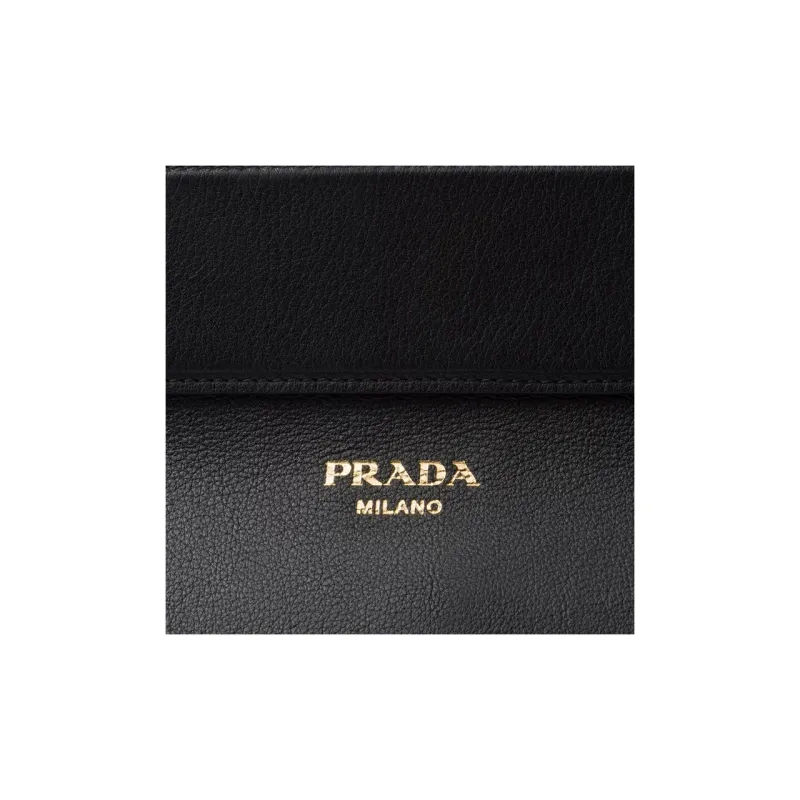 PRADA Leather Tote Bag Shopping Bag Handbag Large Size Women's Black-4