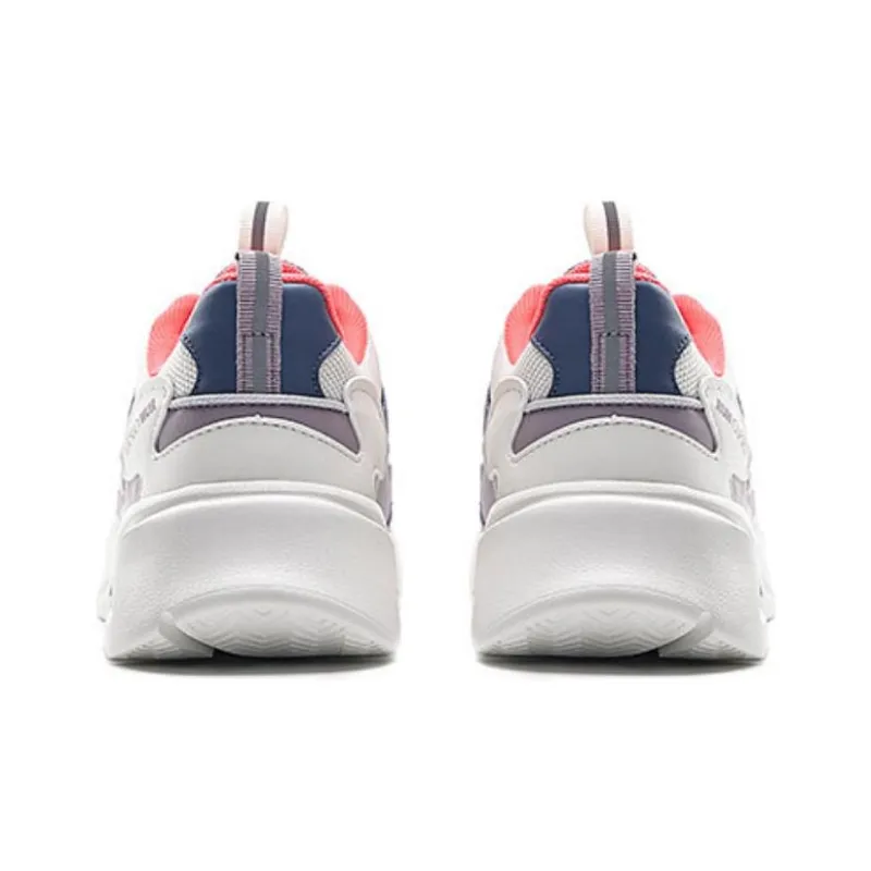 QIAODAN Cushioning Slip Resistant Low Top Running Shoes Women's White Purple-2