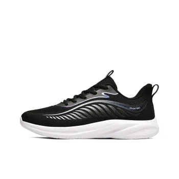 Binary Cushioning Rebound Lightweight Breathable Slip Resistant Low Top Running Shoes Men's Black