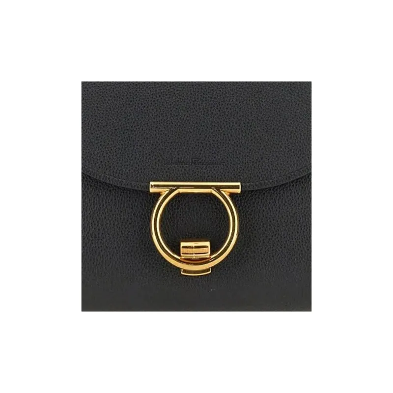 FERRAGAMO Leather Tote Bag, Shopping Bag, Handbag Women's Black-5