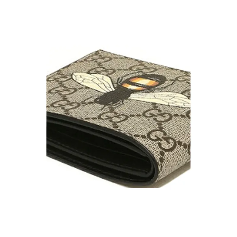 GUCCI Canvas With Leather Wallet Men's Ebony-5