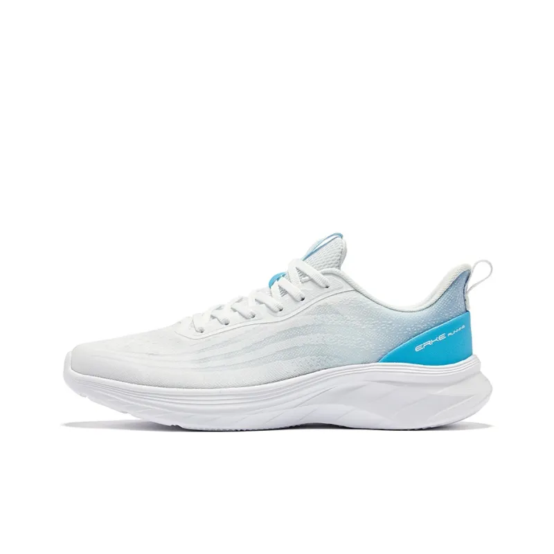 Erke Cushioning Breathable Low-Top Running Shoes Men's Elk White Swimming Pool Blue-0