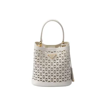 PRADA Panier Leather Shoulder Bag Crossbody Bag Handbag Mini Women's White