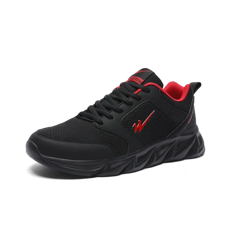 Binary Low Top Running Shoes Men's Black Red-1