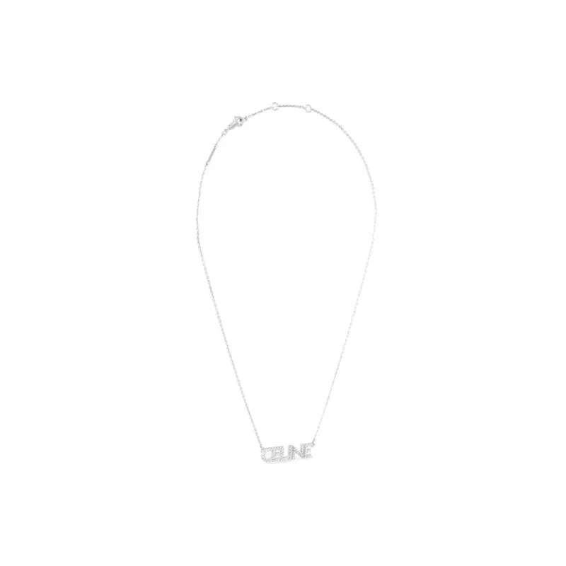 CELINE Monochroms Strass Necklace In Brass With Rhodium Finish And Crystals-2