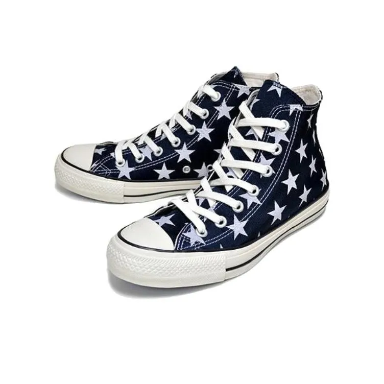 Converse All Star Anti-Slip Wear-Resistant High-Top Canvas Shoes Unisex Black Beige-2