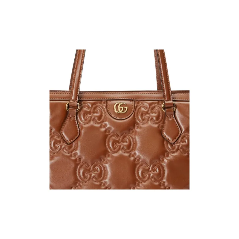 GUCCI GG Matelassé Leather Tote Shopping Bag Shoulder Bags Handbags Women's Light Umber-8