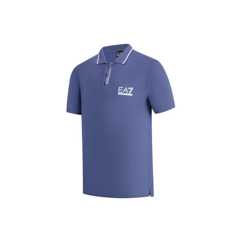EMPORIO ARMANI EA7 SS24 Polo Shirt Men's Royal Blue-2