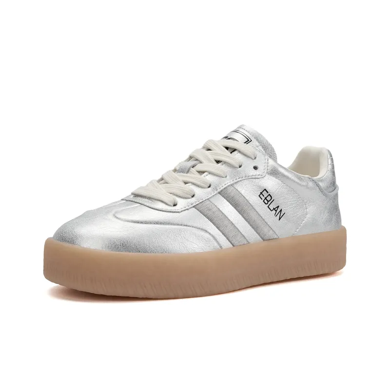 EBLAN Low Top Skateboard Shoes Women's Silver-1