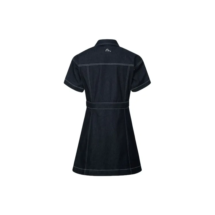 EVISU Short Sleeved Dress Women's Denim Blue-1