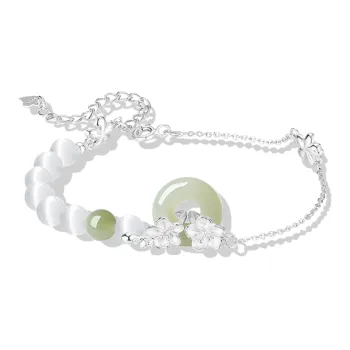 7℃ Hetian Jade Bracelets Women's Pale Greenish White Jade