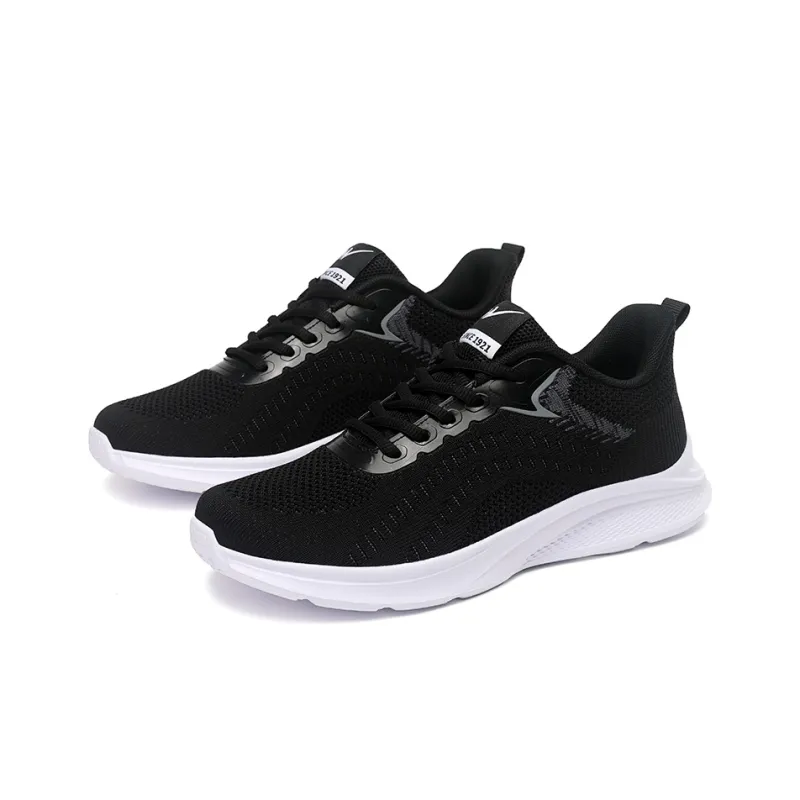 Binary Cushioning Anti Slip Wear Resistant Breathable Lightweight Rebound Low Top Running Shoes Men's Black-2