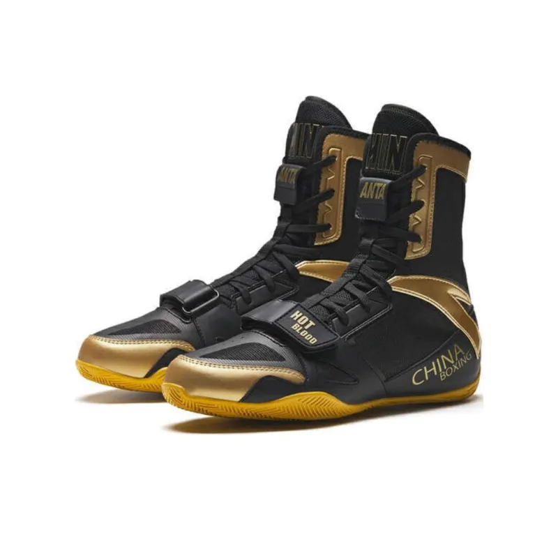 Anta Cushioning, Wear Resistant High Top Training Shoes Men's Black Gold-2