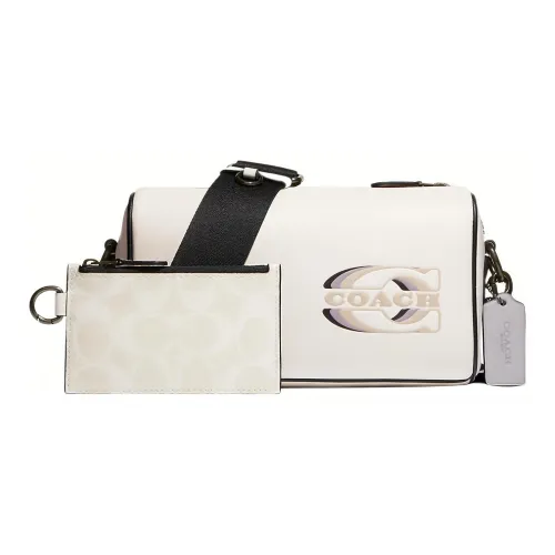 COACH Cow Leather Patchwork PVC Combo Bag Shoulder Bag Crossbody Bag Small Size Men's White