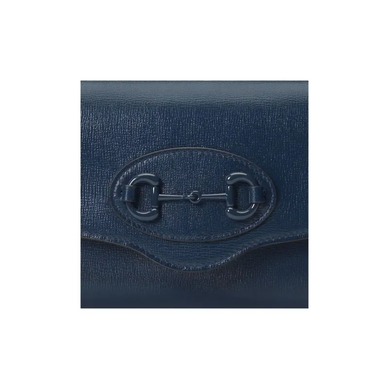 GUCCI Horsebit 1955 Leather Crossbody Bag, Shoulder Bag Women's Blue-8