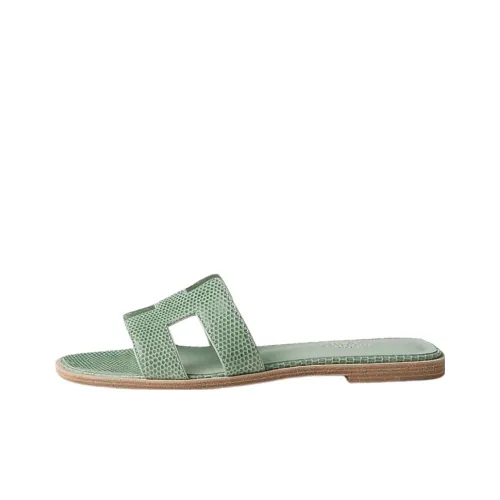 HERMES Oran Slide Slippers Women's Light Green
