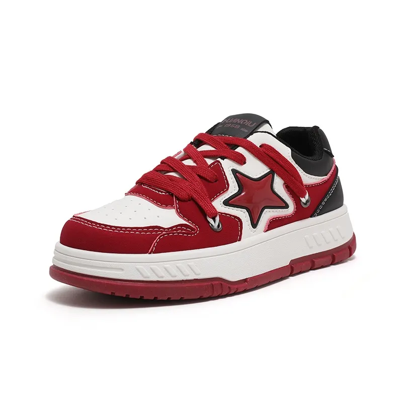 HUANQIU Wear resistant And Lightweight Low Top Skateboard Shoes Women's Burgundy-1