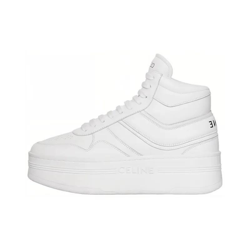 CELINE Block Mid Top Stylish Skateboarding Shoes Women's White-0