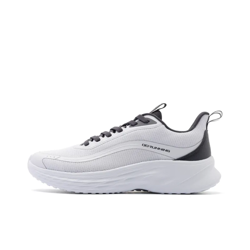 QIAODAN Cushioned Slip-Resistant Low-Top Running Shoes Men's Gray Silver-0