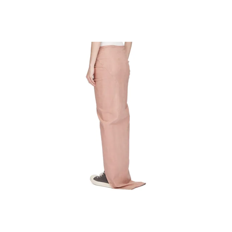 Rick Owens DRKSHDW Lido Denim Edfu Skirt Long Overdyed Foil Stretch Denim Casual Long Skirts Women's Dark Pink-1
