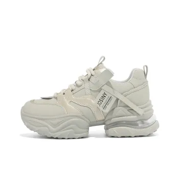 JOSINY Low Top Chunky Sneakers 7cm Women's Gray/Beige Black