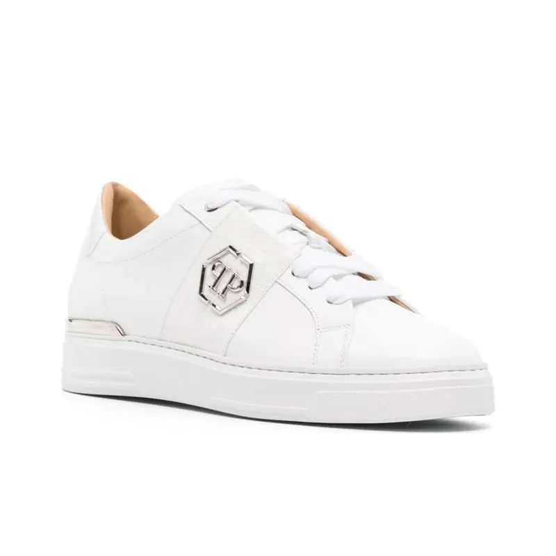PHILIPP PLEIN Logo-plaque Pebbled Leather Sneakers-2