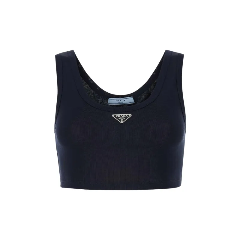 PRADA Sleeveless Knitted Cropped Top-0