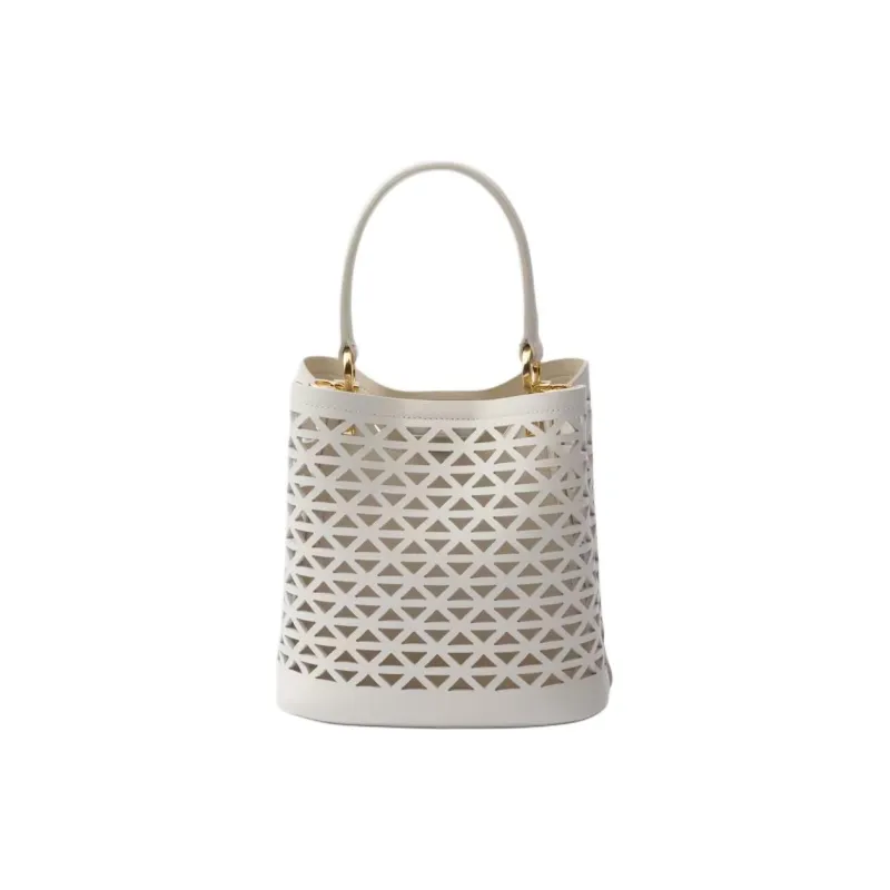 PRADA Panier Leather Shoulder Bag Crossbody Bag Handbag Mini Women's White-2