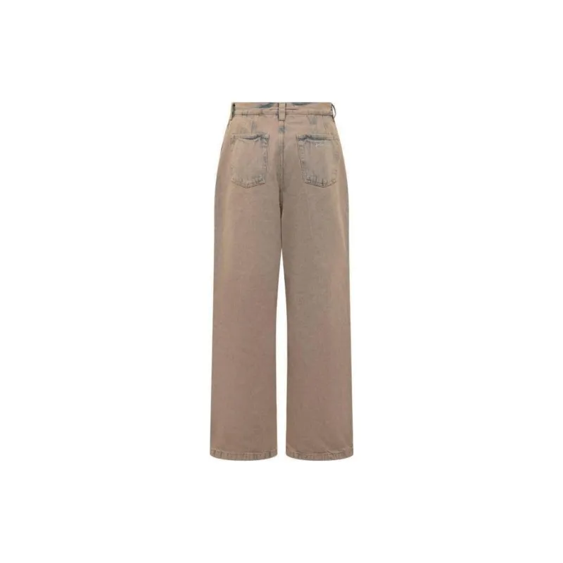 PALM ANGELS Overdyed Logo embroidered Wide leg Jeans-1