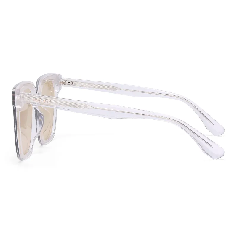 PULAIS Plate Alloy Frame Square Sunglasses Unisex Black-5