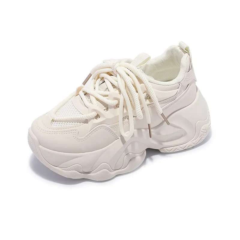 Miss Zhang Breathable Low Top Chunky Sneakers Women's Beige-2