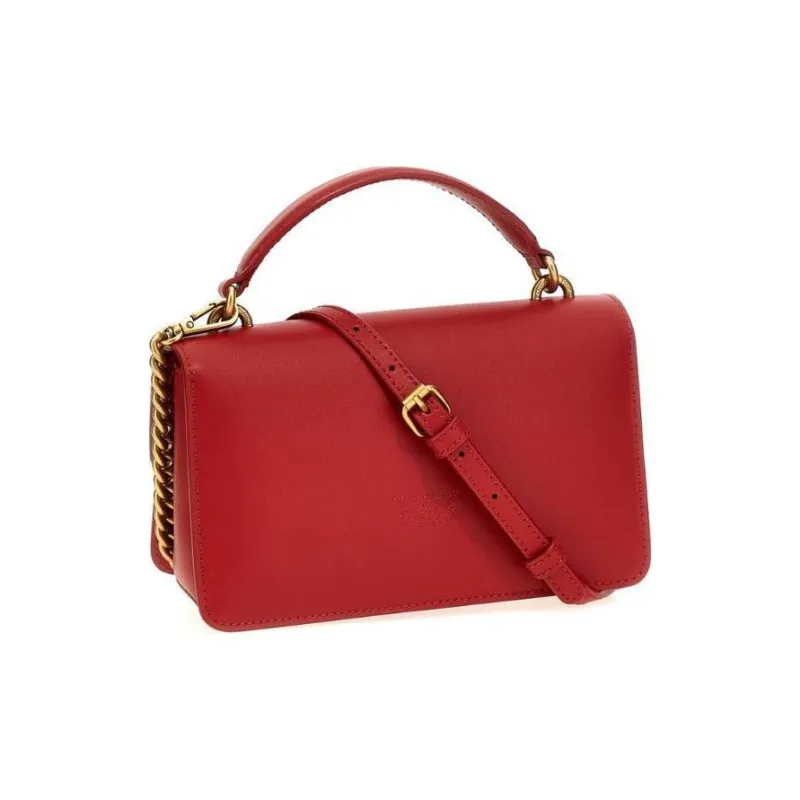 PINKO LOVE Series Calfskin Shoulder Bag Crossbody Bag Handbags Mini Women's Red-1