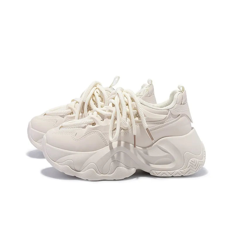 Miss Zhang Breathable Low Top Chunky Sneakers Women's Beige-3